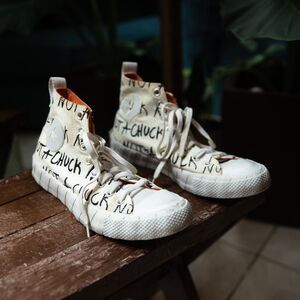 Converse Men's White and Cream Trainers